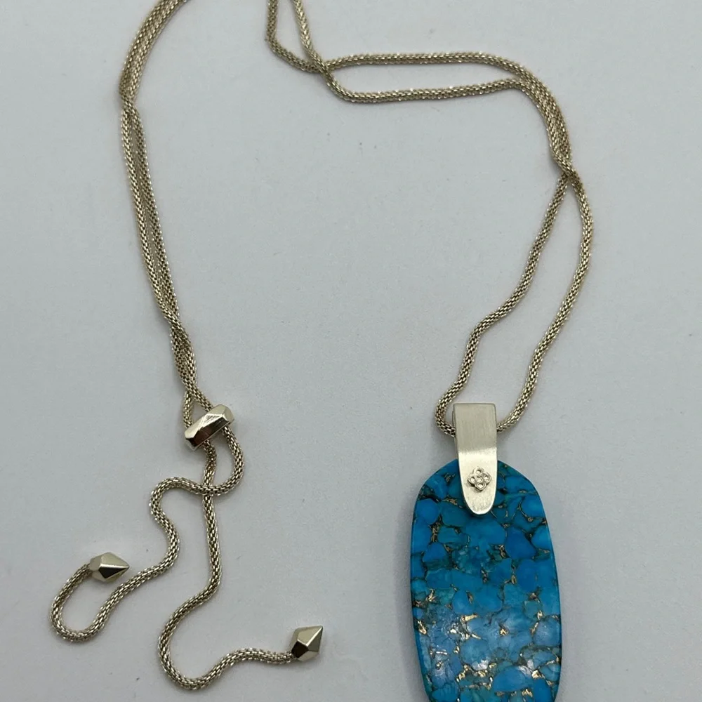 Kendra‎ Scott Inez Bronze Veined Turquoise Magnesite Pendant Necklace #587